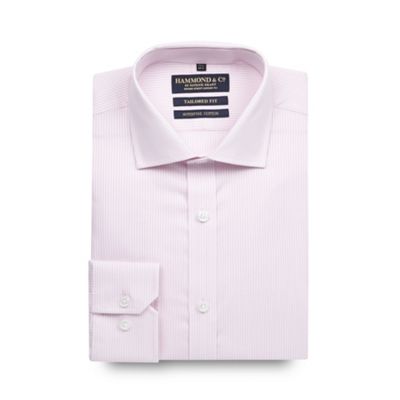 Hammond & Co. by Patrick Grant Big and tall designer pink tailored fit textured stripe shirt